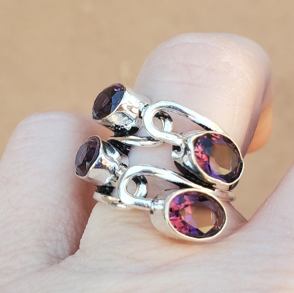 New Twisted Amethyst 925 Silver Ring. - Picture 15 of 15